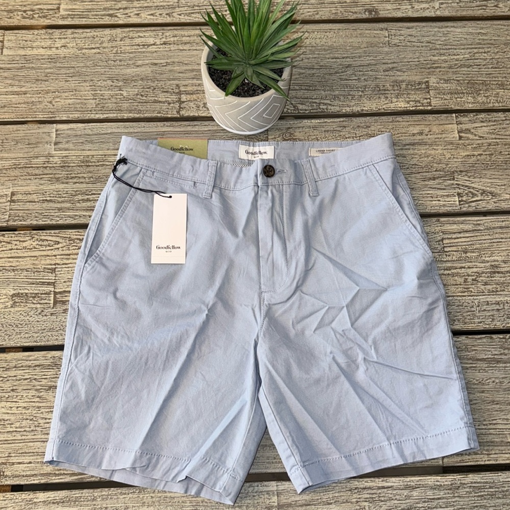 Men’s Goodfellow & Co Linden Flat Front Shorts, Blue-Gray, Sz 30